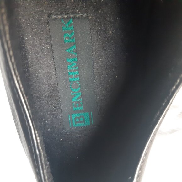 Benchmark SZ 12W Men's Derby Shoes Black Leather, Rubber Sole - Picture 3 of 10